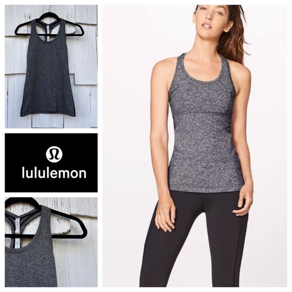 lululemon athletica Tops - Lululemon Athletica Grey Speckled Racerback Tank Top Women's Size 4
